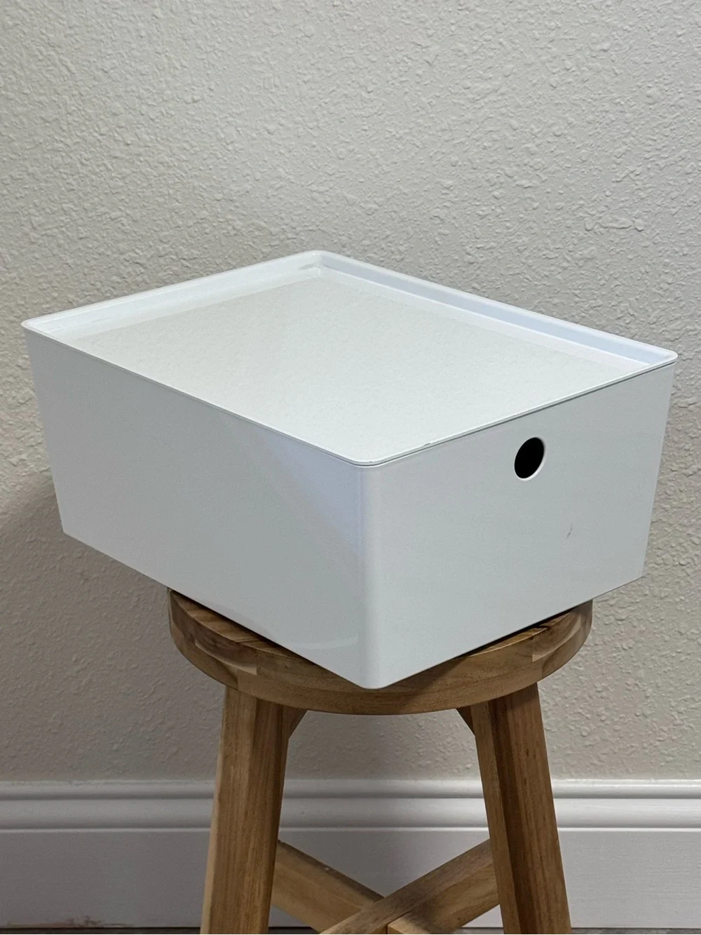 IKEA KUGGIS Storage Box with Lid White Minimalist Home Office Organizer